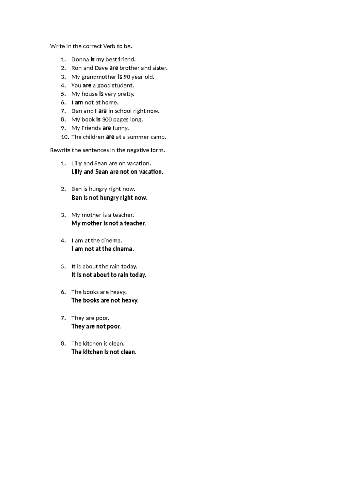 VERB TO BE WORK - VERB TO BE WORK COMPLETO - Write in the correct Verb ...