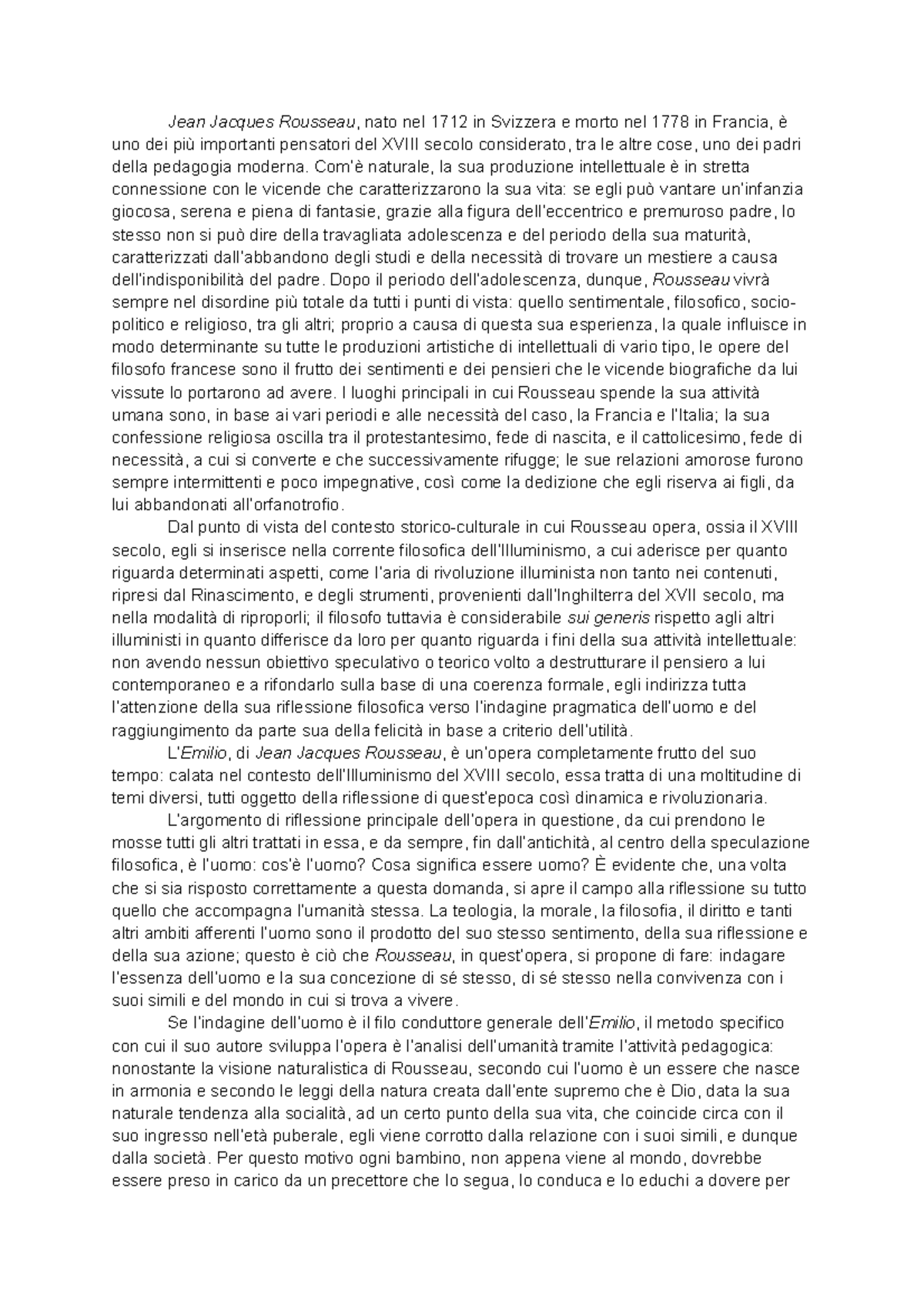 L Emilio Di Jean Jacques Rousseau Jean Jacques Rousseau Nato Nel