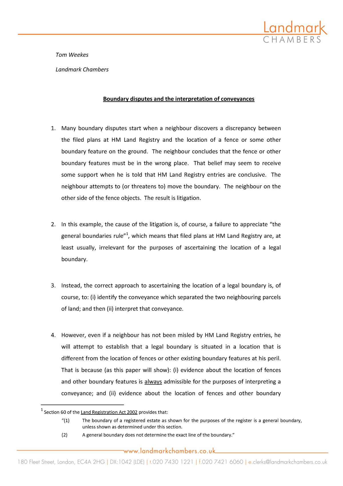 Boundary Disputes - Legal Boundaries And Interpretation Of Conveyances ...