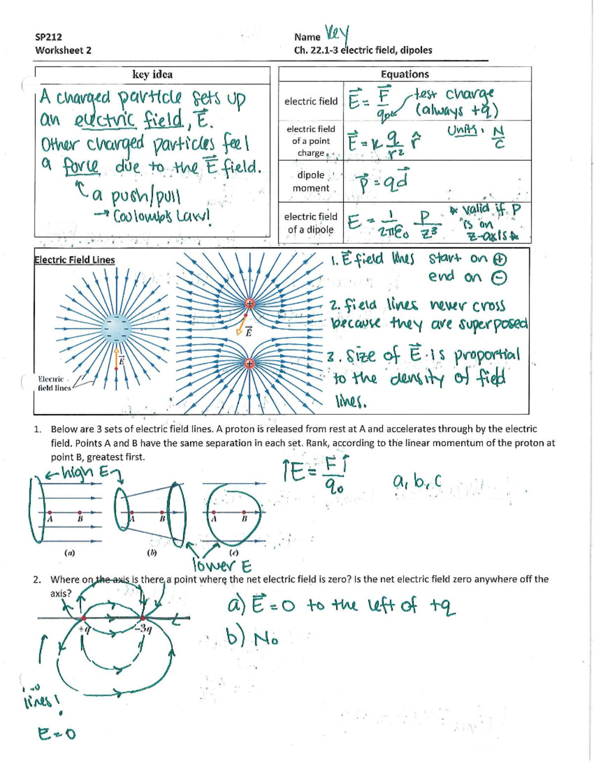 Worksheet 02 Electric Field - PHY 317L - Studocu