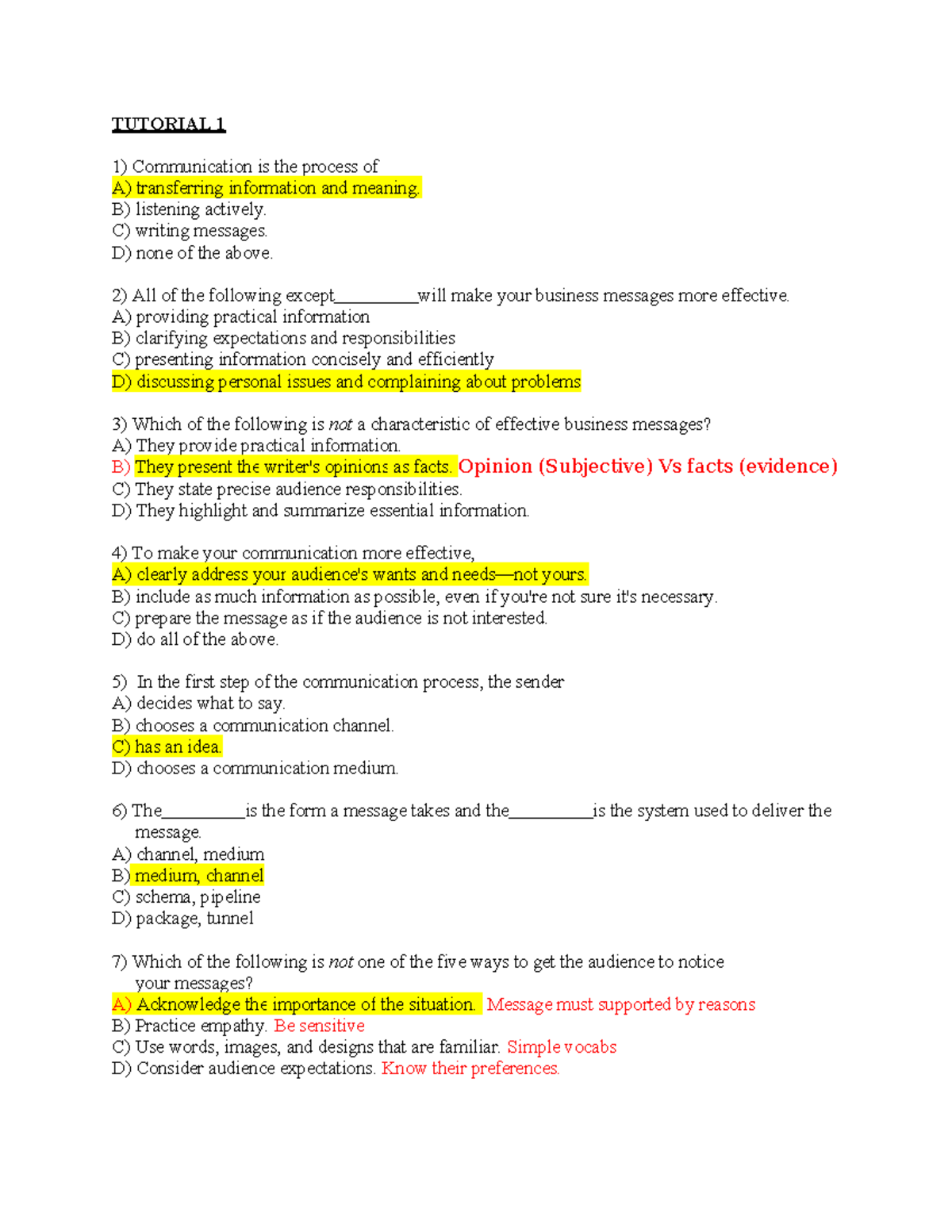 Tutorial 1 Bussiness Com - TUTORIAL 1 Communication is the process of A ...
