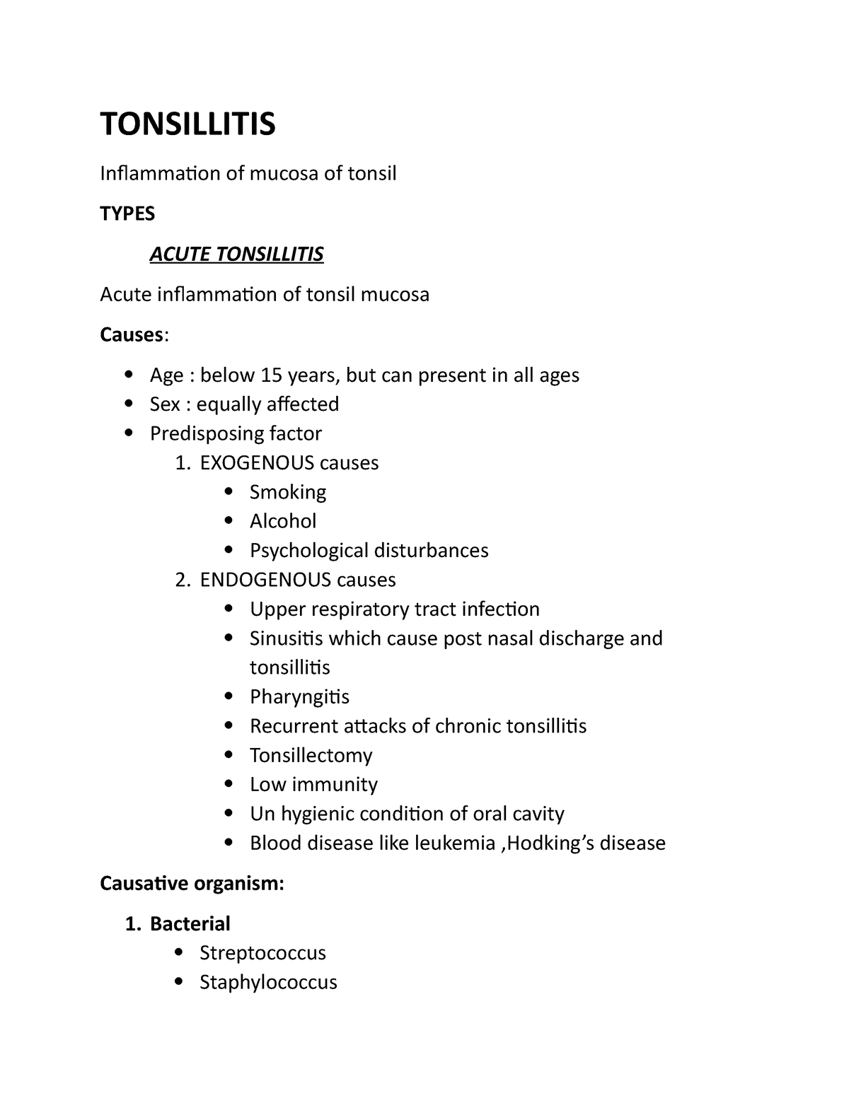 nursing journal articles on tonsillitis