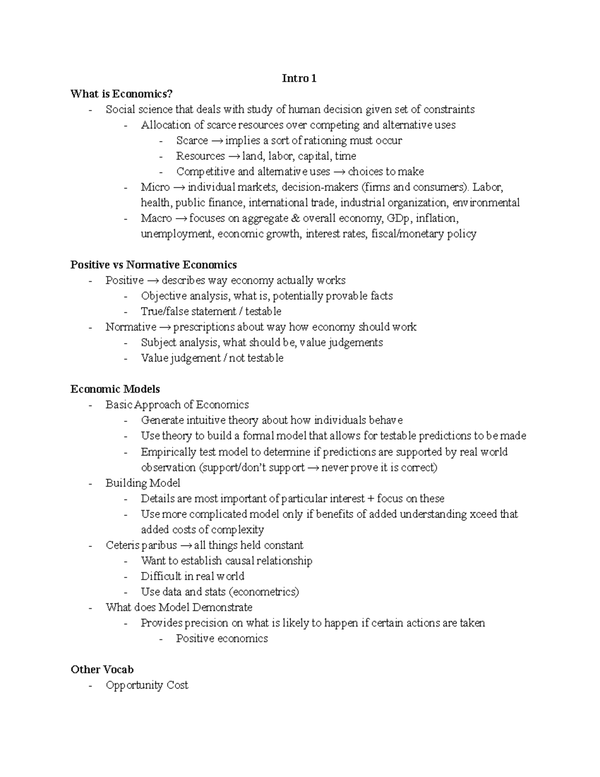 Econ - intro - Lecture notes 1 - Intro 1 What is Economics? Social ...