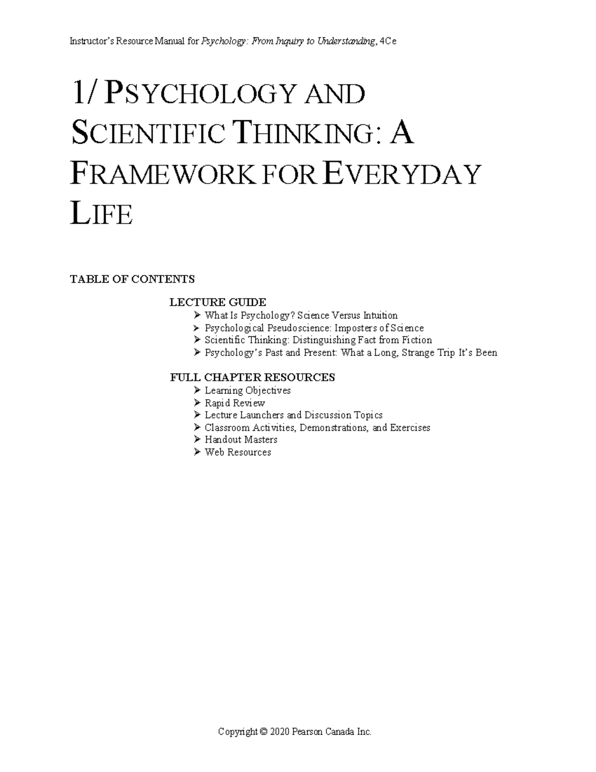 Ch. 1 Psychology AND Scientific Thinking - A Framework FOR Everyday ...