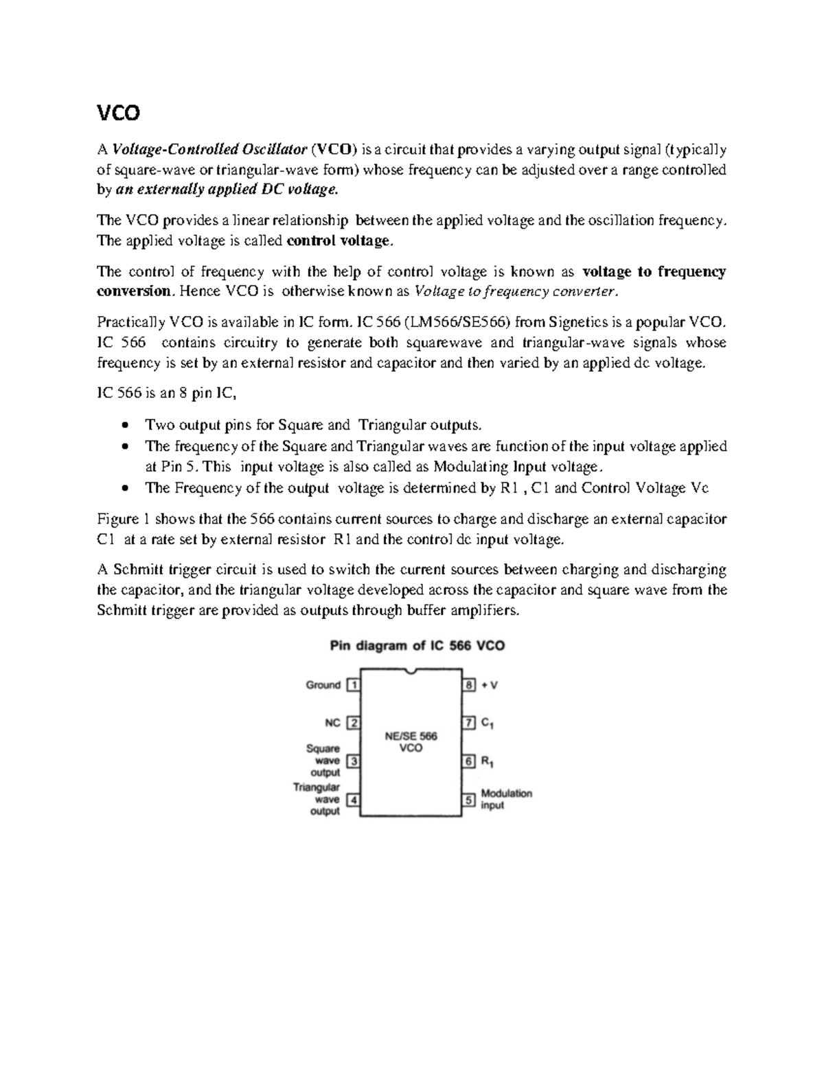 Vco-566 - Vco - VCO A Voltage-Controlled Oscillator (VCO) is a circuit ...