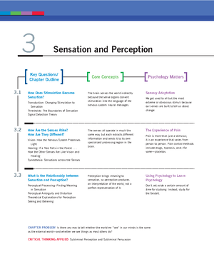 Chapter 2 - Notes - Chapter 2 Chapter 2 Psychophysics Chapter Outline ...