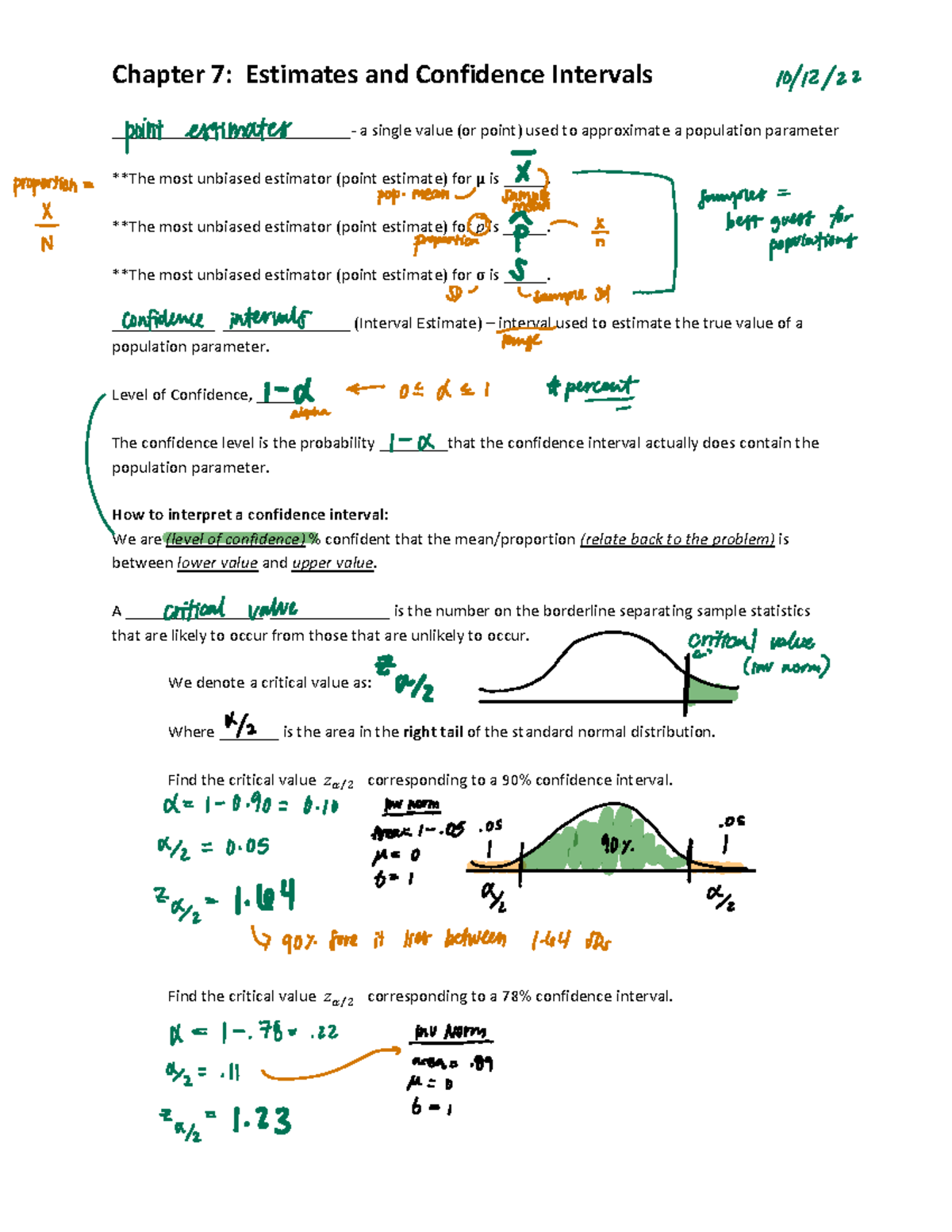 Chapter 7 NTG - Chapter 7: Estimates and Confidence Intervals