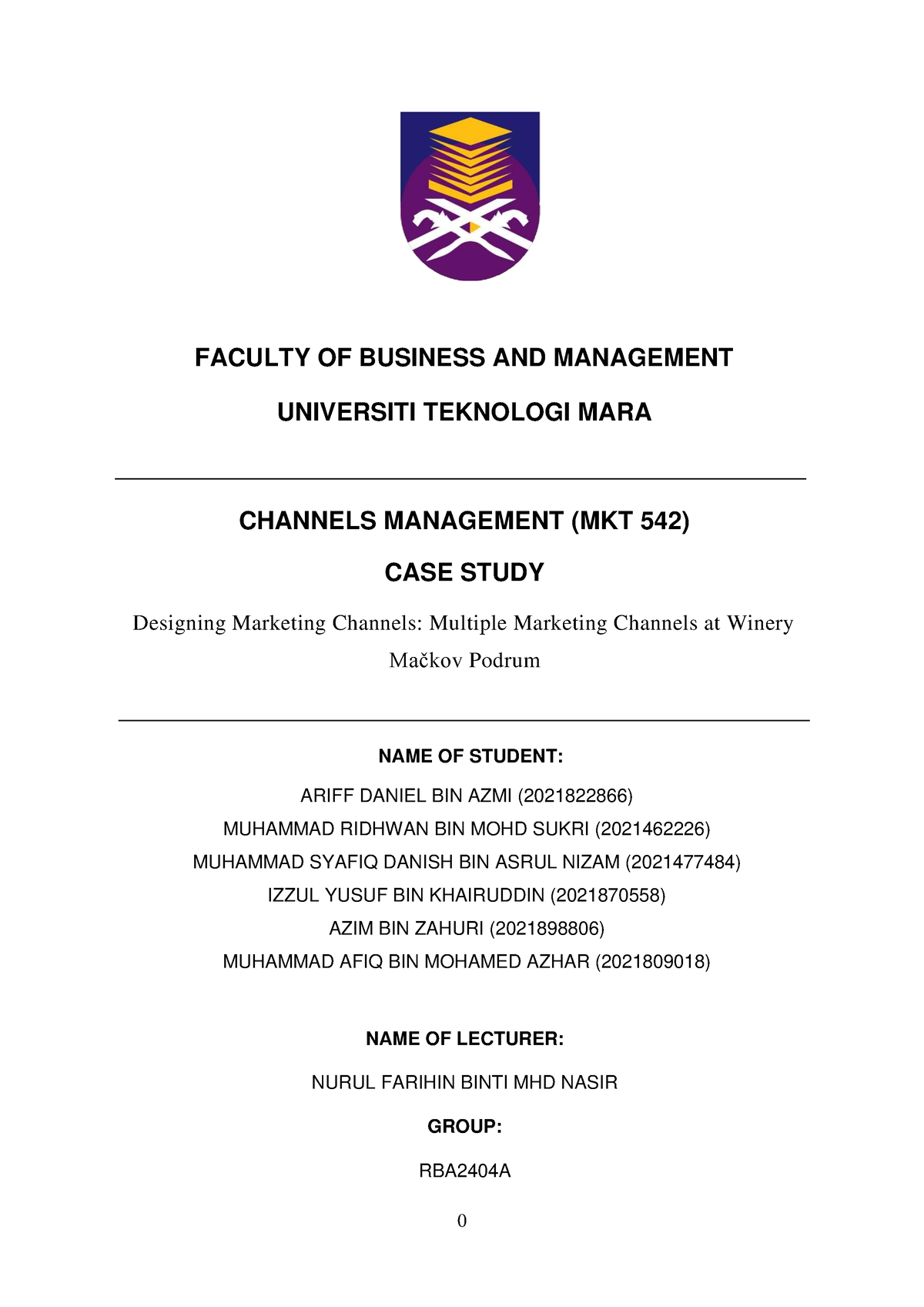 MKT 542 - group mkt 542 assignments - FACULTY OF BUSINESS AND ...