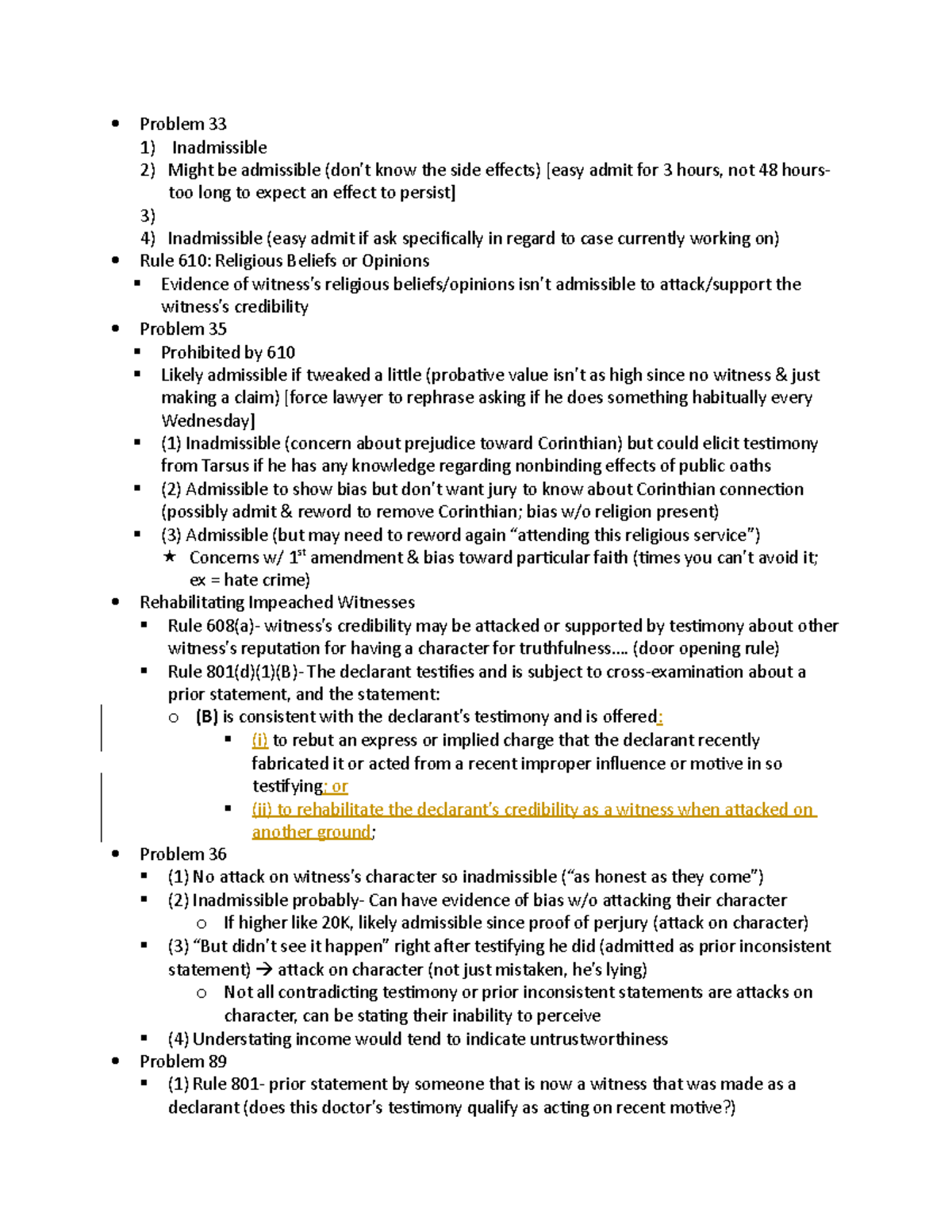 2:18 Notes - Chapter Main Points - Problem 33 1) Inadmissible 2) Might ...