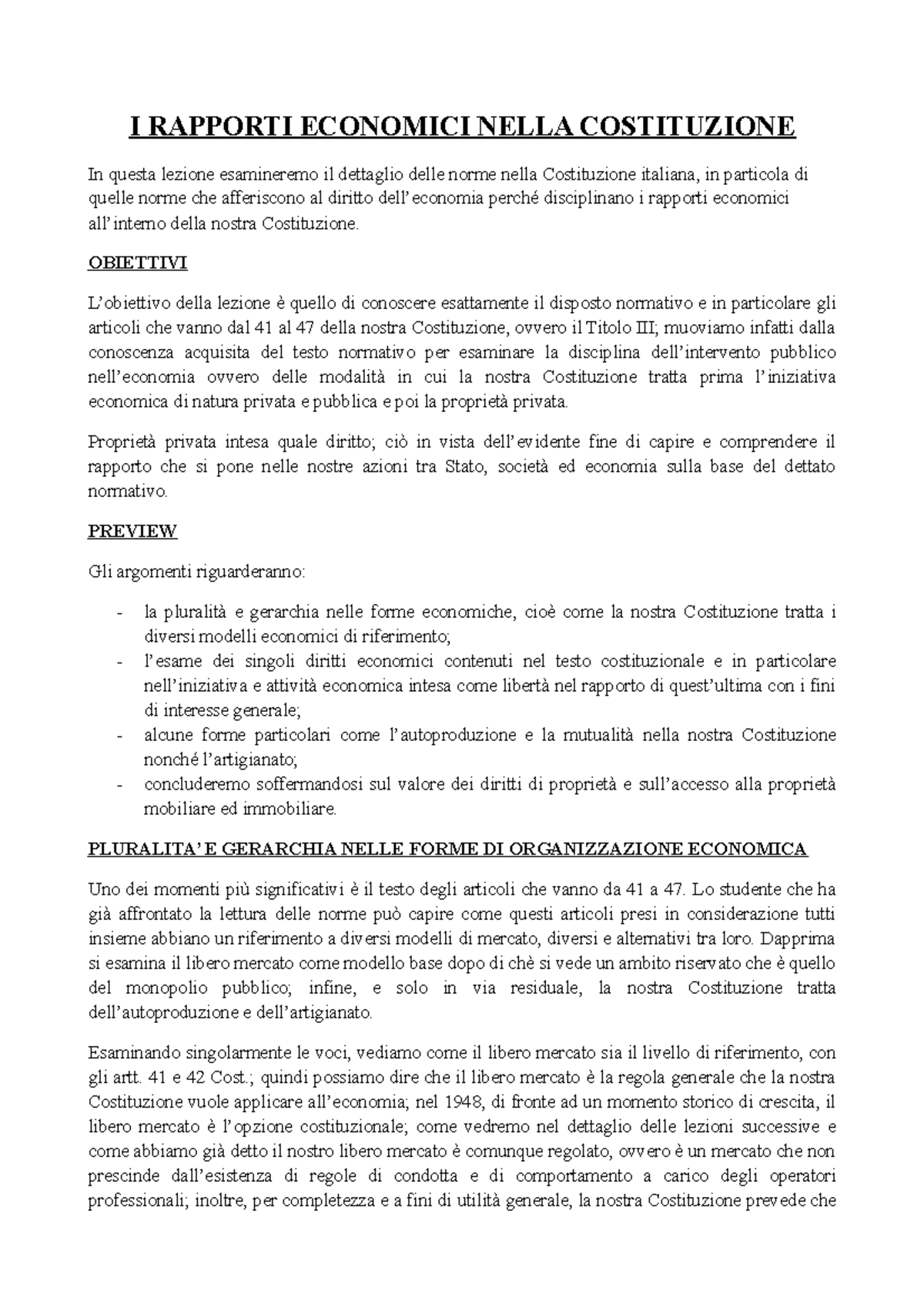 Lez 9 irapportieconomicinellacostituzioneappuntidirittodelleconomia I RAPPORTI Lez 9 irapportieconomicinellacostituzioneappuntidirittodelleconomia I RAPPORTI