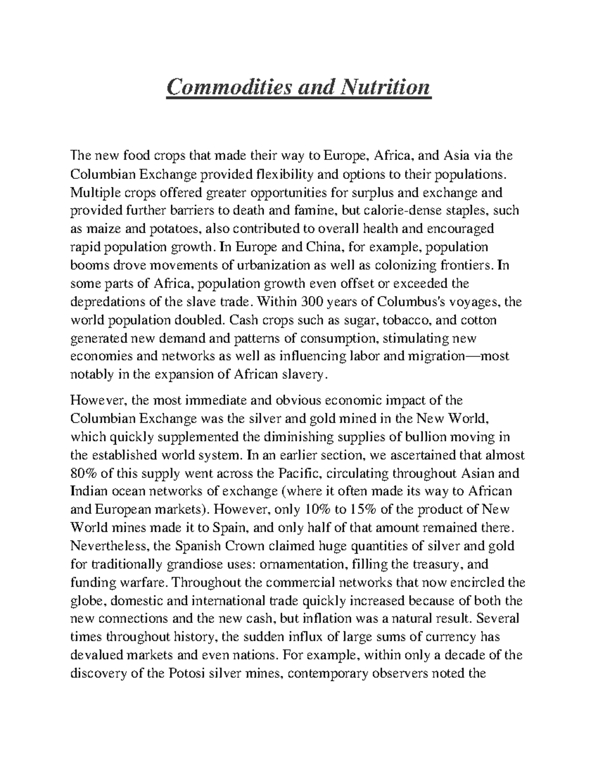 Commodities and Nutrition - Multiple crops offered greater ...