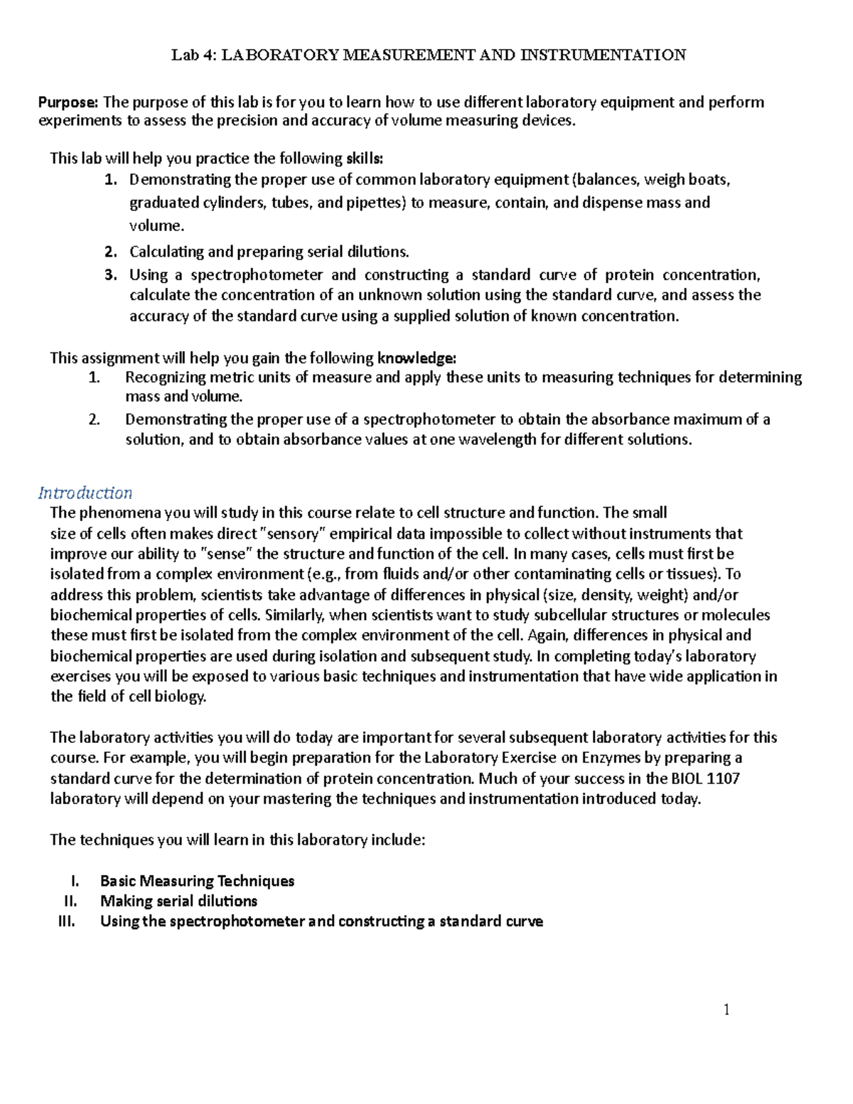 Lab 4 - 4Measurement and Instrumentation Fall22 - Lab 4: LABORATORY ...