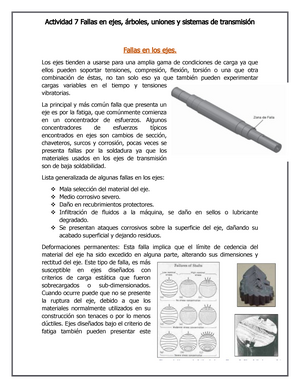 Fallas en ejes, árboles, uniones y sistemas de transmisión - transmisión  Fallas en los ejes. Los - Studocu