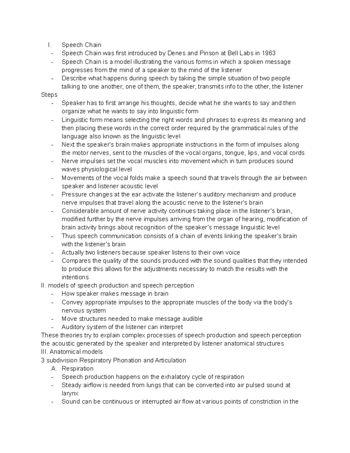 103 - Lecture notes most of the lectures I think - I. Speech Chain ...