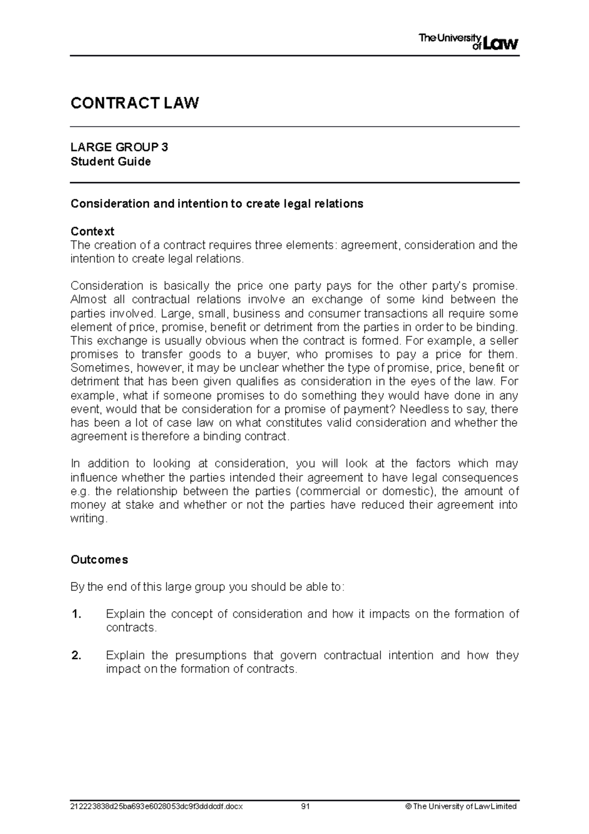 Student Guide Week 3 -Consideration and intention to create legal ...