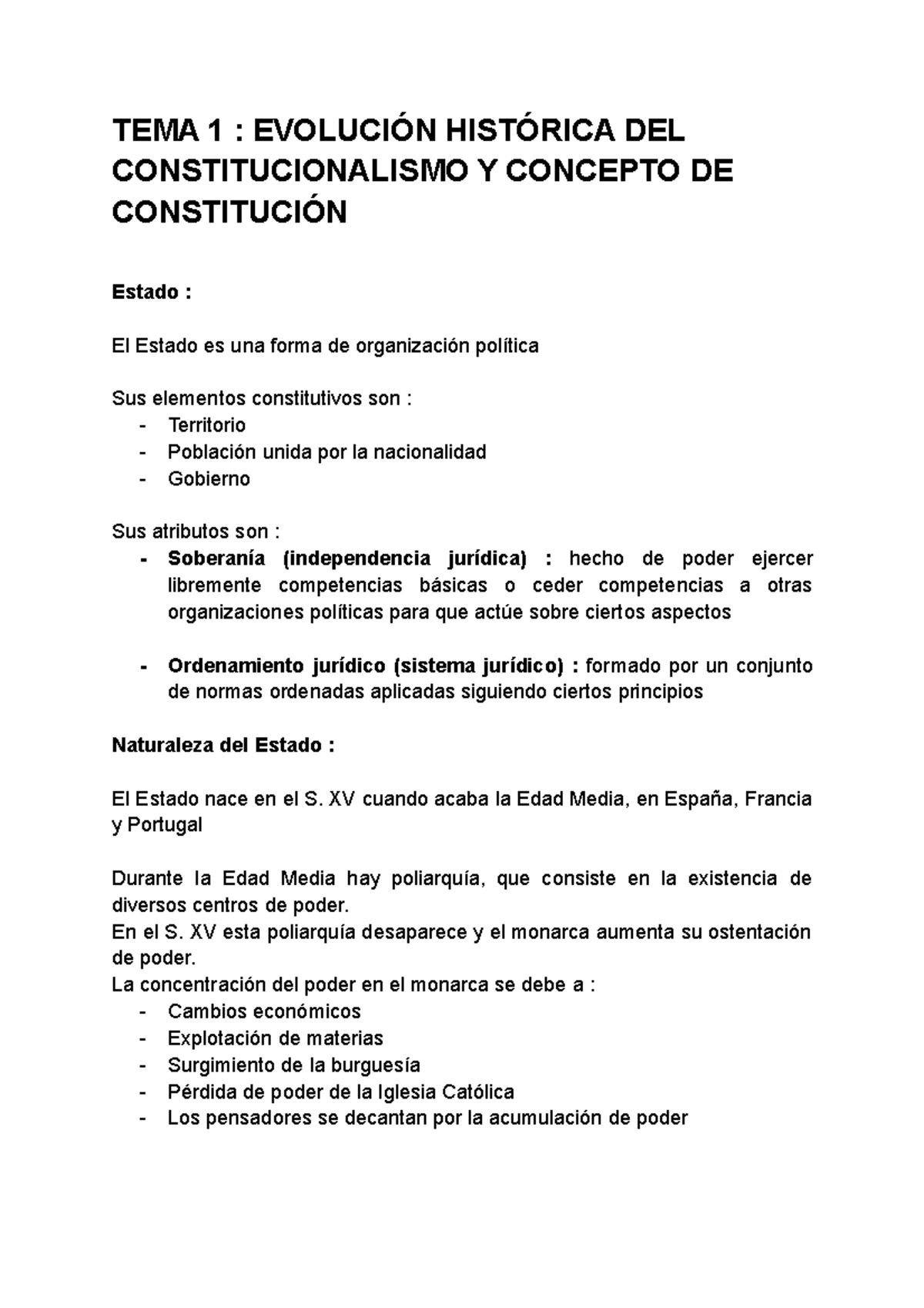 TEMA 1 Evolución histórica del Constitucionalismo y concepto de ...