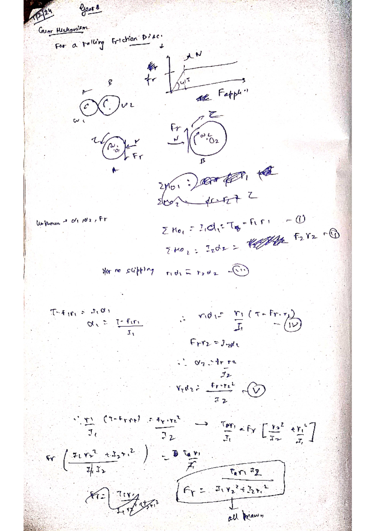 Gear and gear train - gears Guer Mechanism For a rolling Friction Disc ...