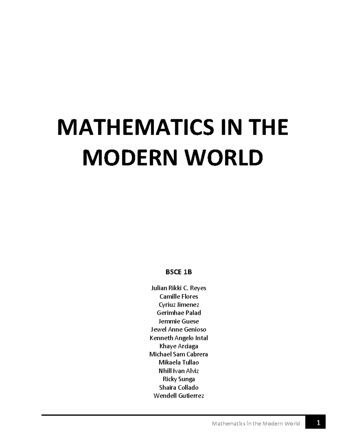 essay about mathematics in modern world