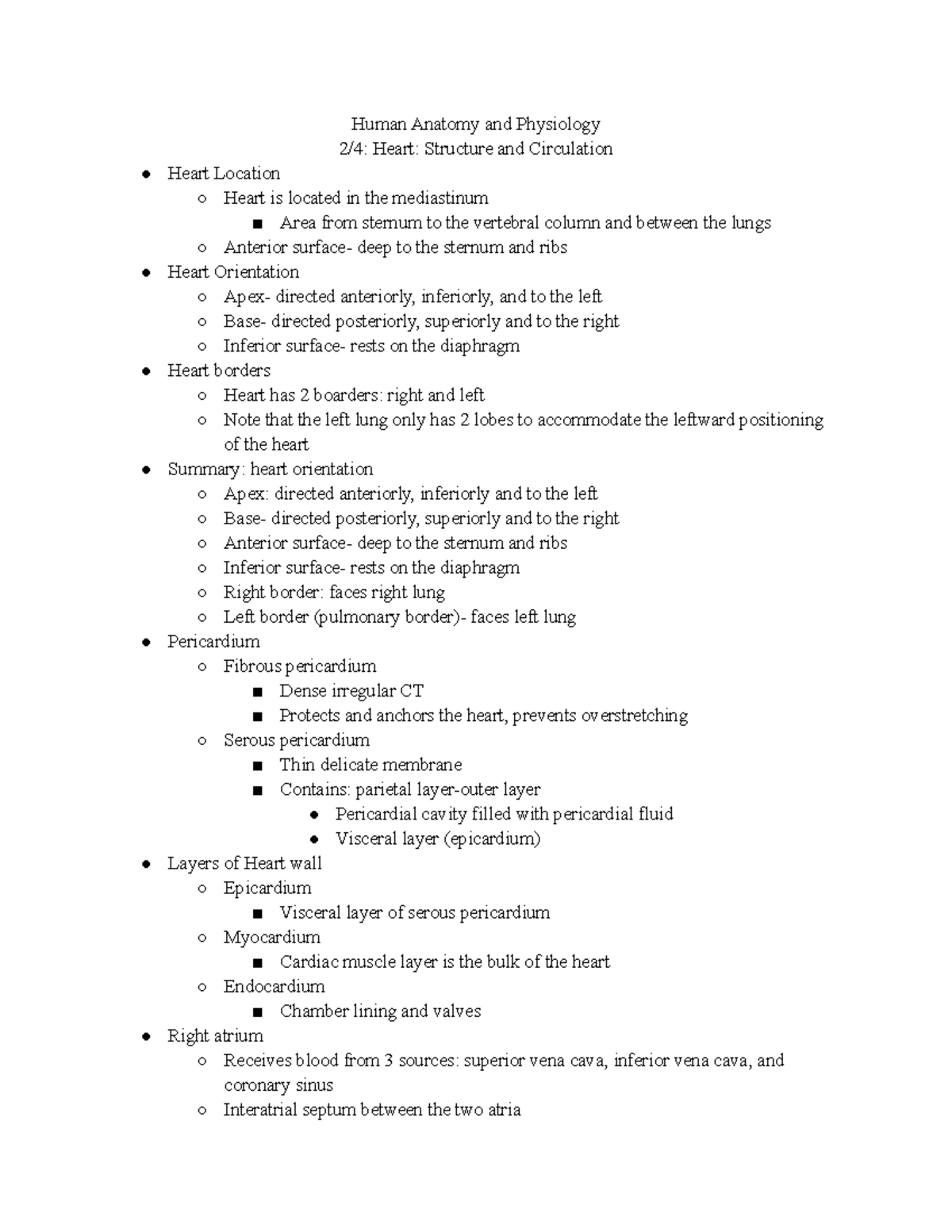 STRUCTURE OF HUMAN HEART NOTES visual data 4