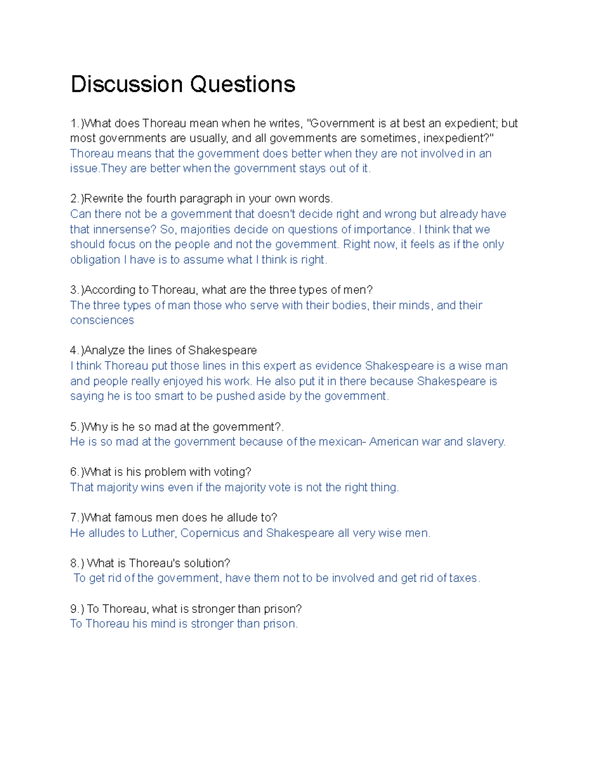 Discussion Questions and Calculated Acts - Discussion Questions 1.)What ...
