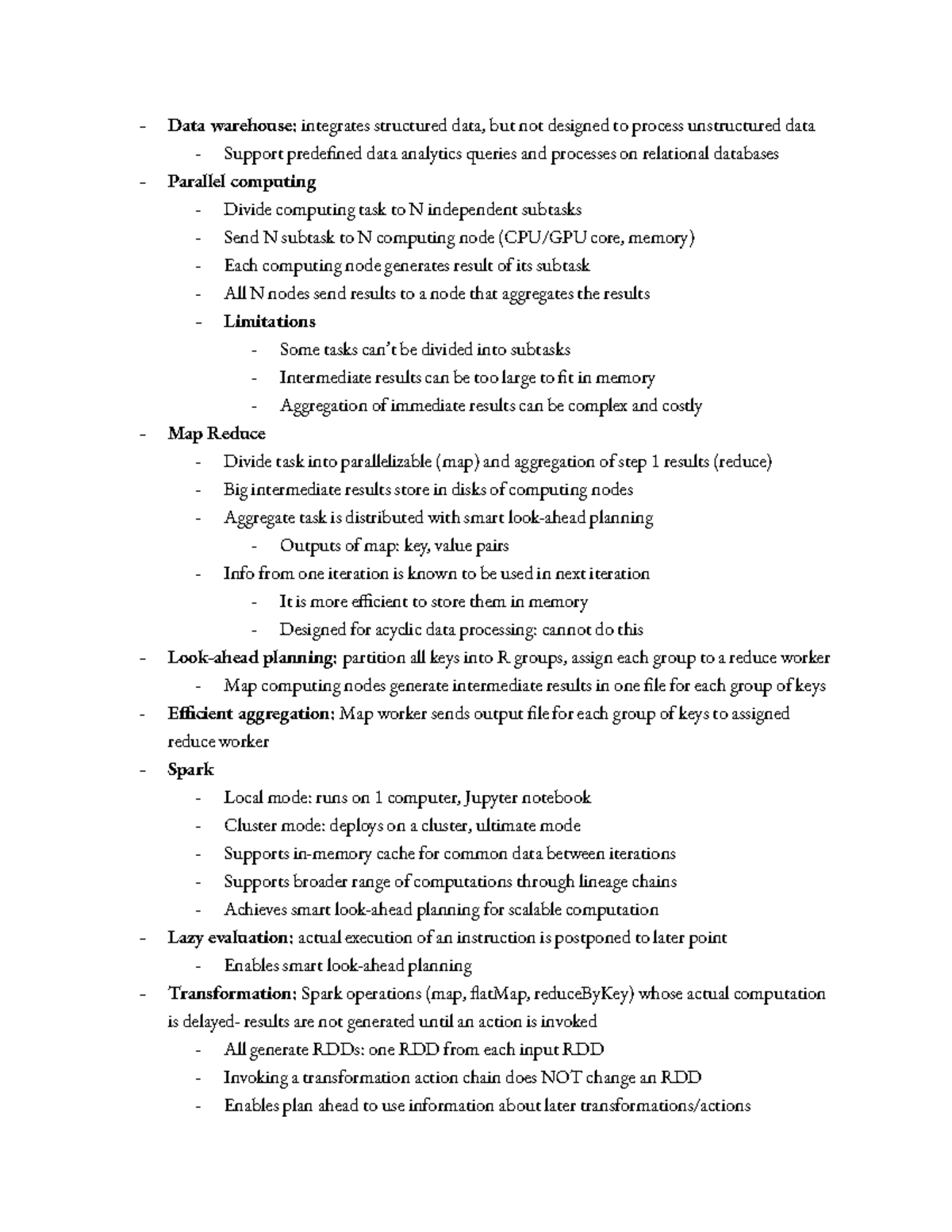 DS 410 Quiz 1 Study Guide - Data warehouse: integrates structured data ...