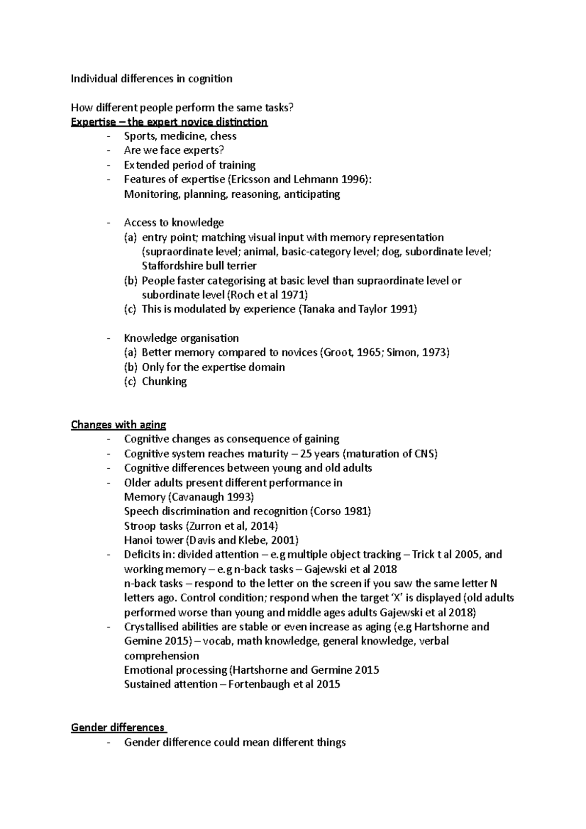 Lecture 15 individual differences in cognition individual