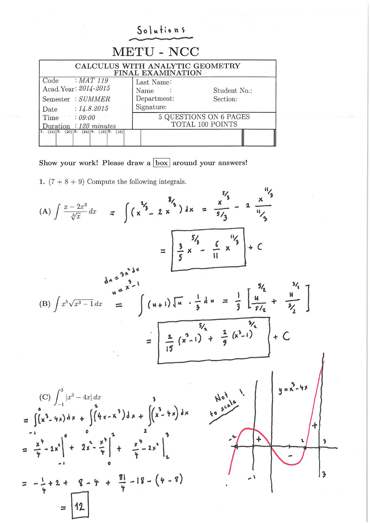 METU Math 119 2015 Final - Calculus I - Studocu