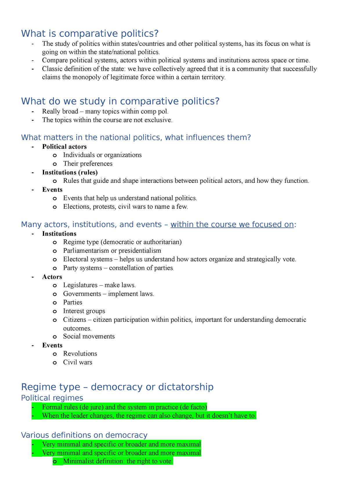 case study in comparative politics