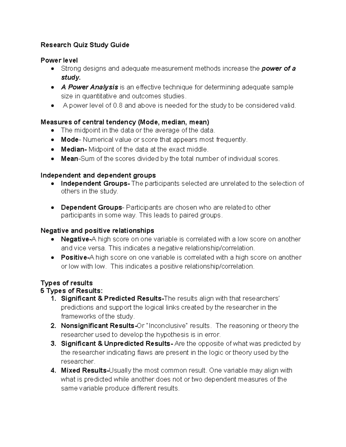Research Quiz Study Guide - Research Quiz Study Guide Power level ...