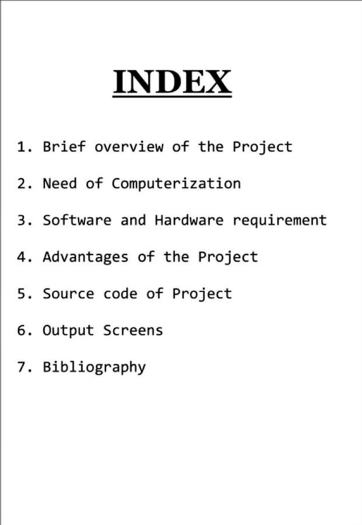 Food restaurant - Food Order - INDEX 1. Brief overviewof the Project 2