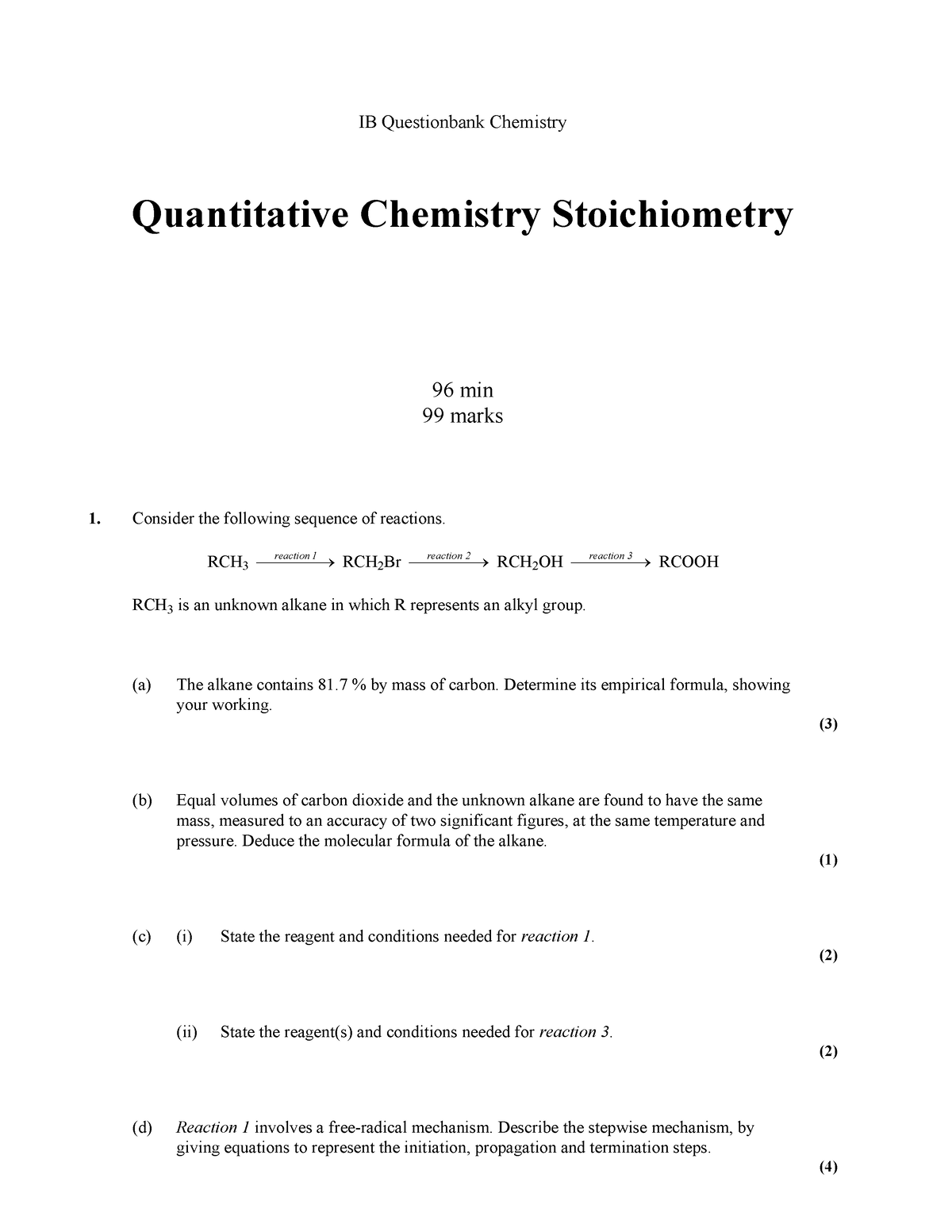 Stoichiometry paper 2 questions - IB Questionbank Chemistry ...