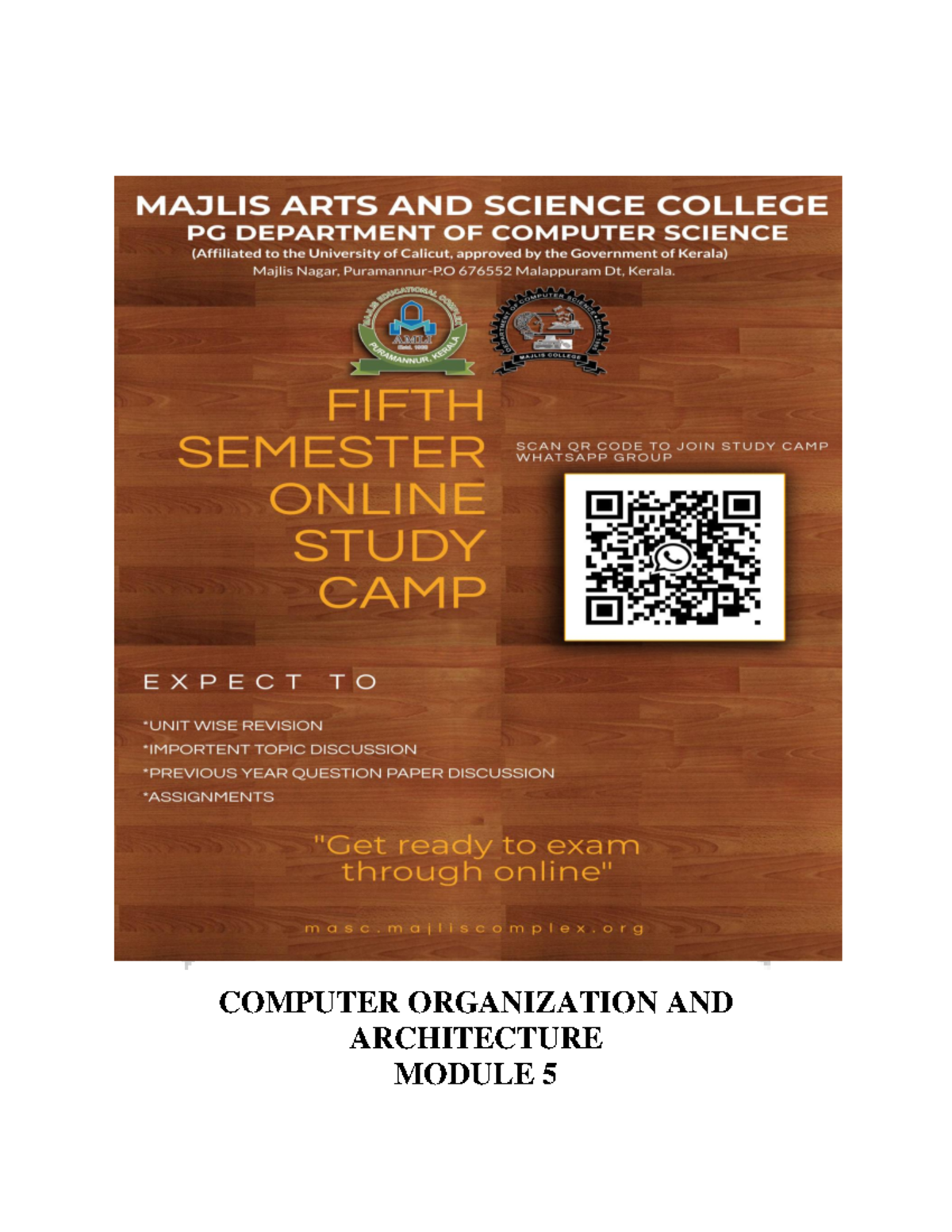 COA Module 5 - coa - COMPUTER ORGANIZATION AND ARCHITECTURE MODULE 5 ...
