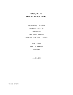 The Marketing Plan Part 2 - Marketing Plan Part 2 Sheraton Centre Hotel ...