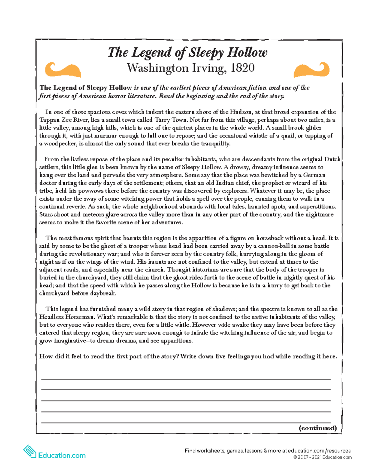 Izaiah Moody - sleepy-hollow - More worksheets at education/worksheets ...
