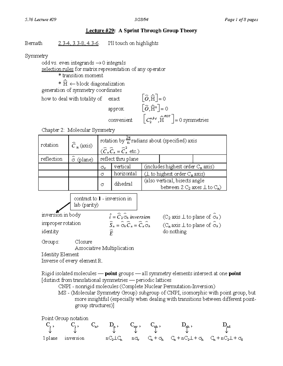 Lec29 - lecture notes 29 with all the calculation examples, diagrams ...