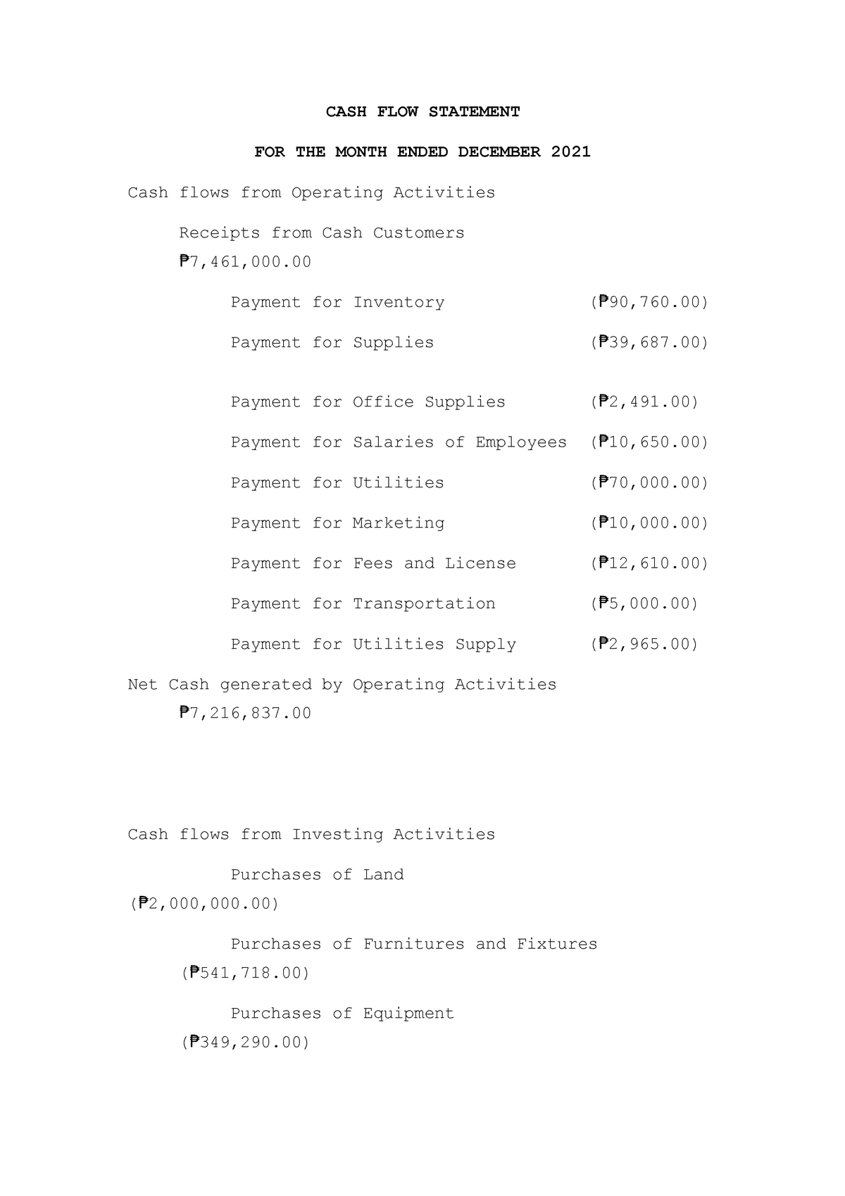 cash flow essay