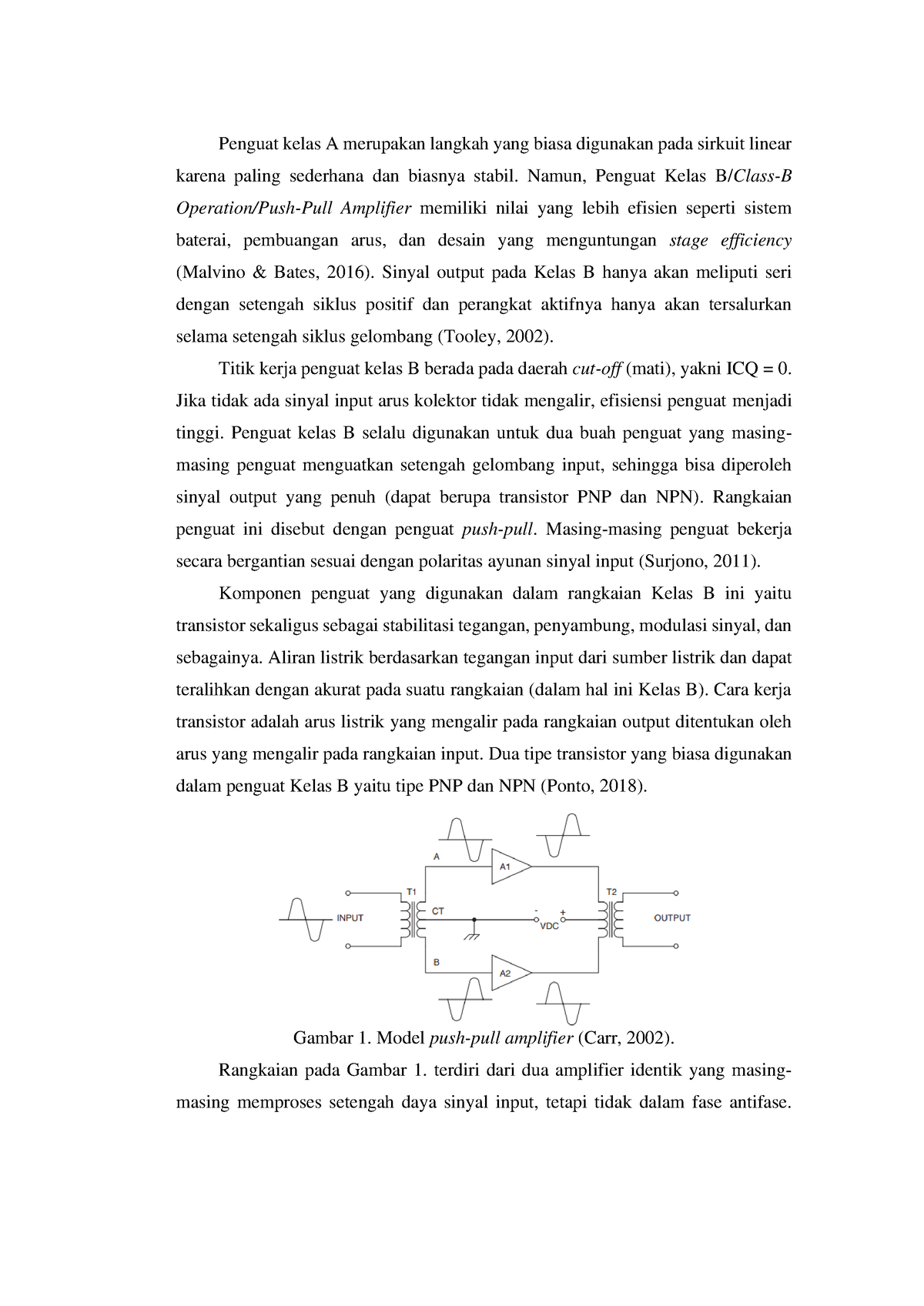 Tinjauan Pustaka Penguat Kelas B - Penguat Kelas A Merupakan Langkah ...
