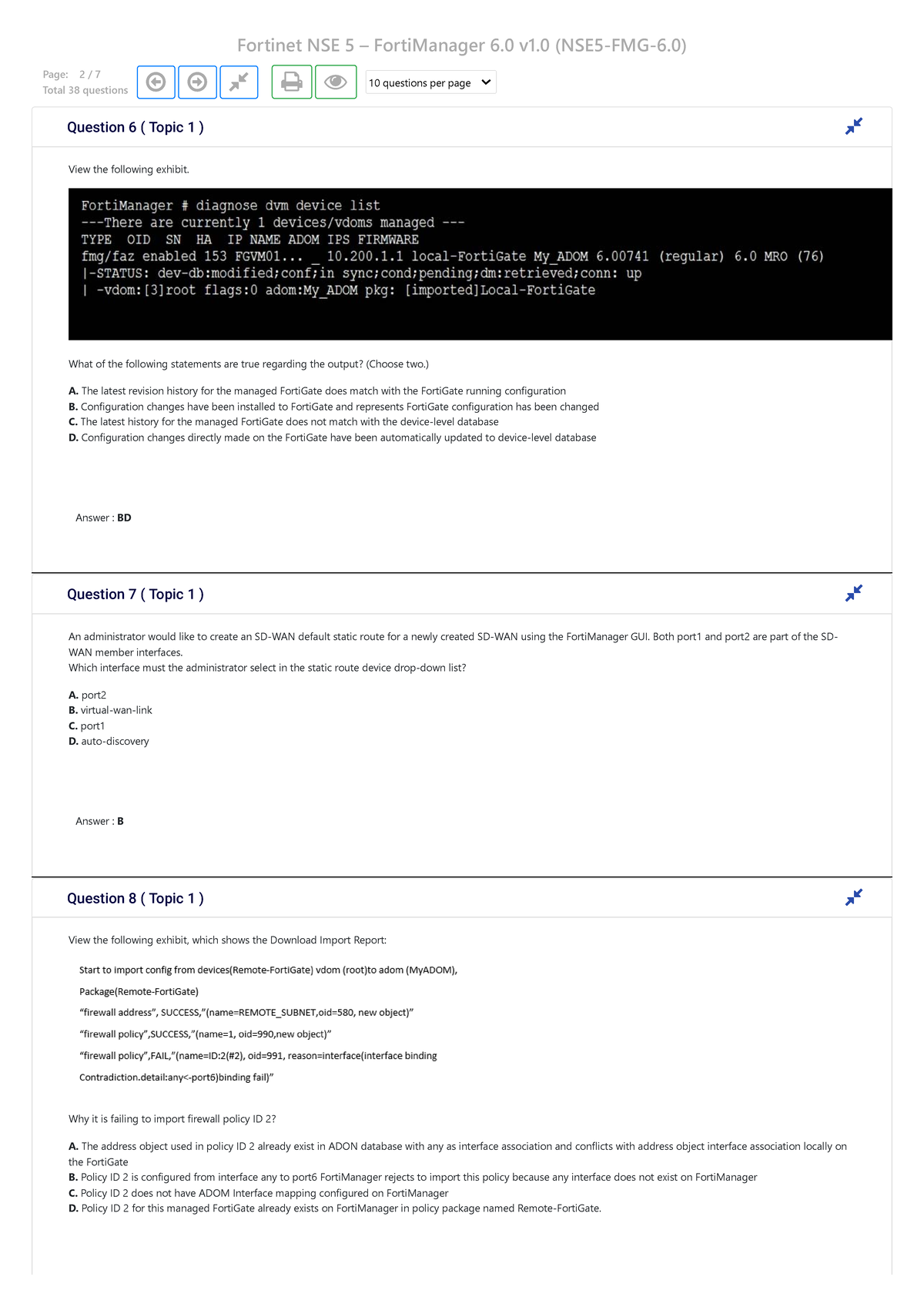 NSE5-FMG-6.0 2022 - Fortinet NSE 5 – FortiManager 6 v1 (NSE5-FMG-6 