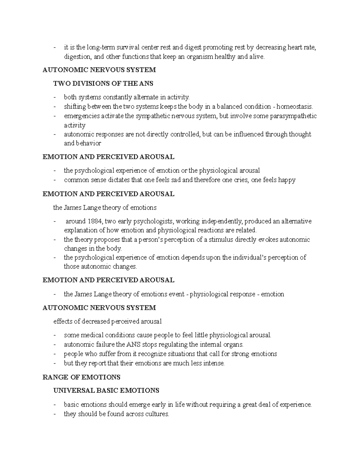 Emotional Experience Notes 2 - it is the long-term survival center rest ...
