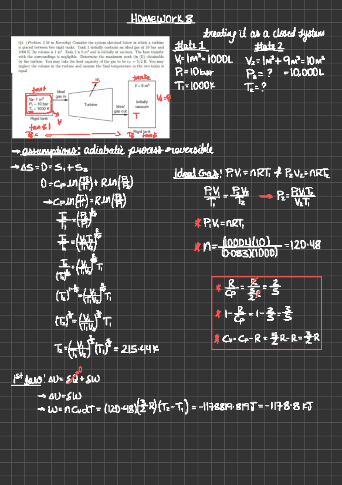 CBE141 HW8 - homework of thermodynamics - nework 8 at ####### treating ...