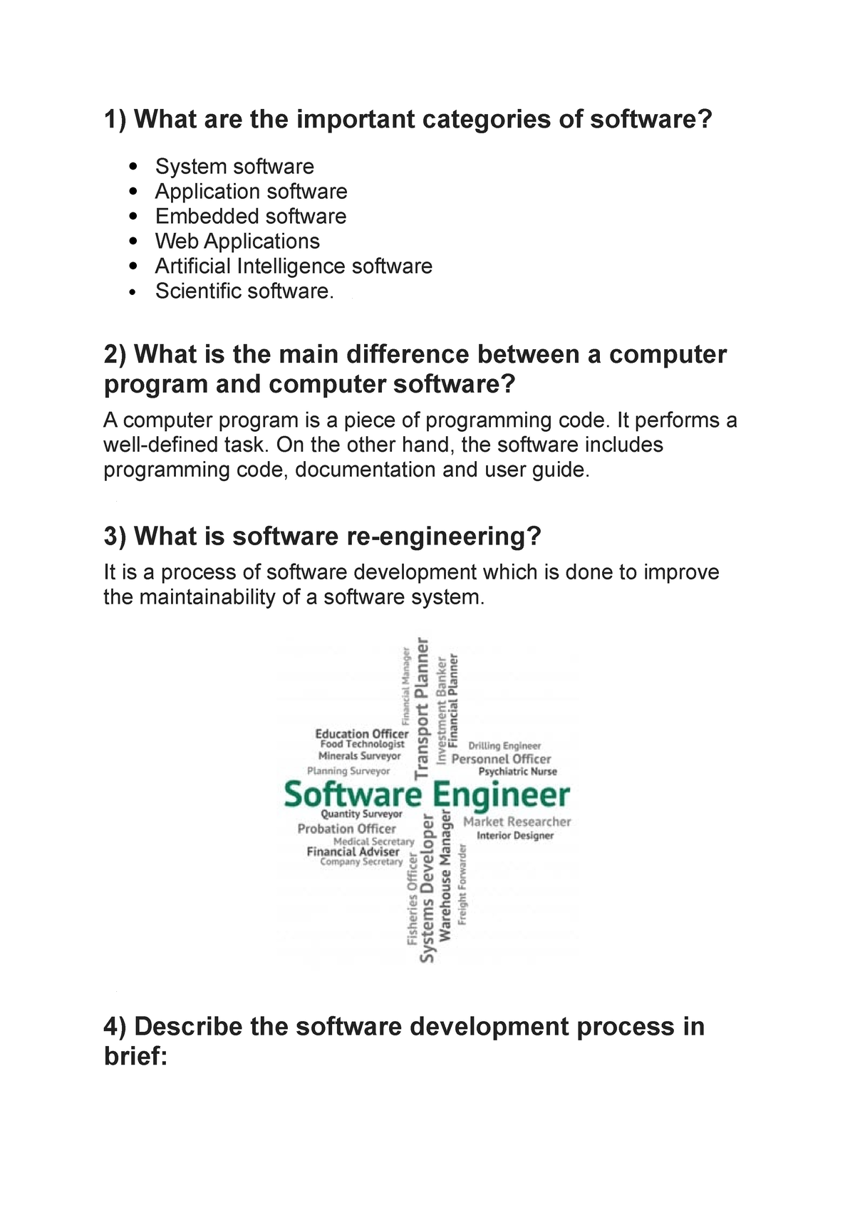 Software Enginnering Questions Answers - 1) What Are The Important ...