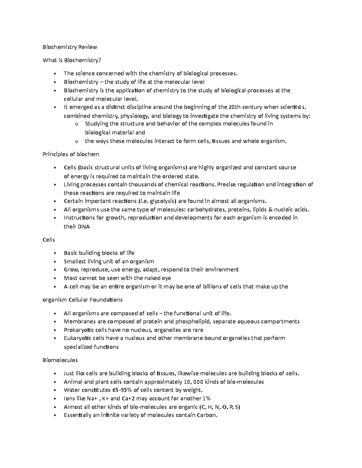 Review FOR Biochem EXAM - Jay - Biochemistry Review What is ...