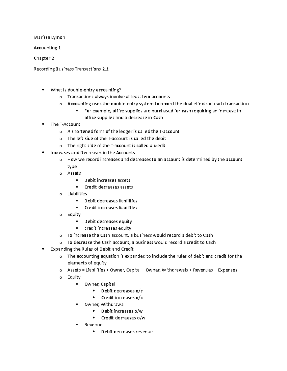 Recording Business Transactions 2.2 - ACCT 2101 - CSU - Studocu