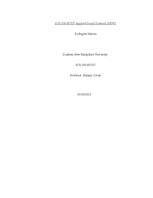 Rod Mavita SCS 200 Applied Social Sciences - Module Three Question 1 In ...