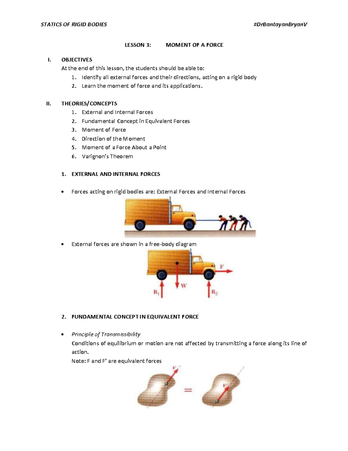 Lesson 3 Moment of a Force - LESSON 3 : MOMENT OF A FORCE I. OBJECTIVES ...