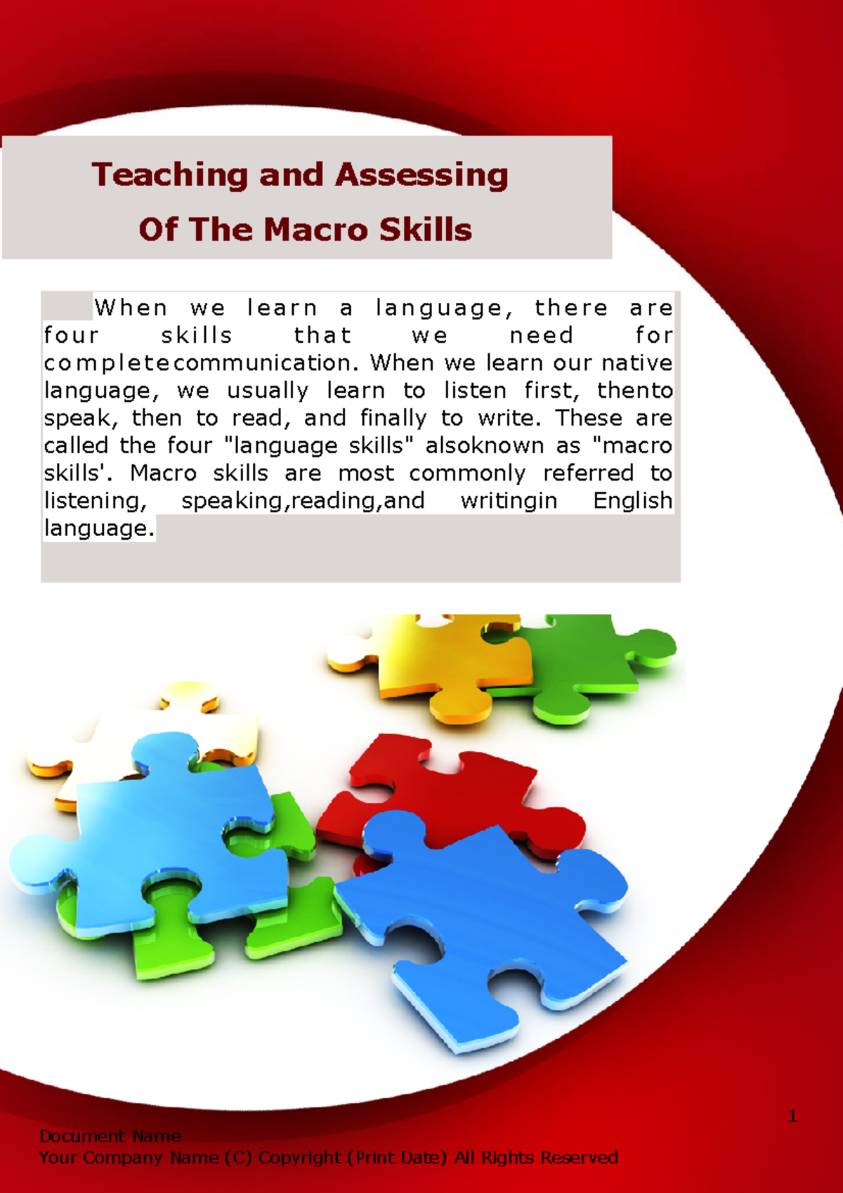 Module 3 - 1 Document Name Teaching And Assessing Of The Macro Skills W ...