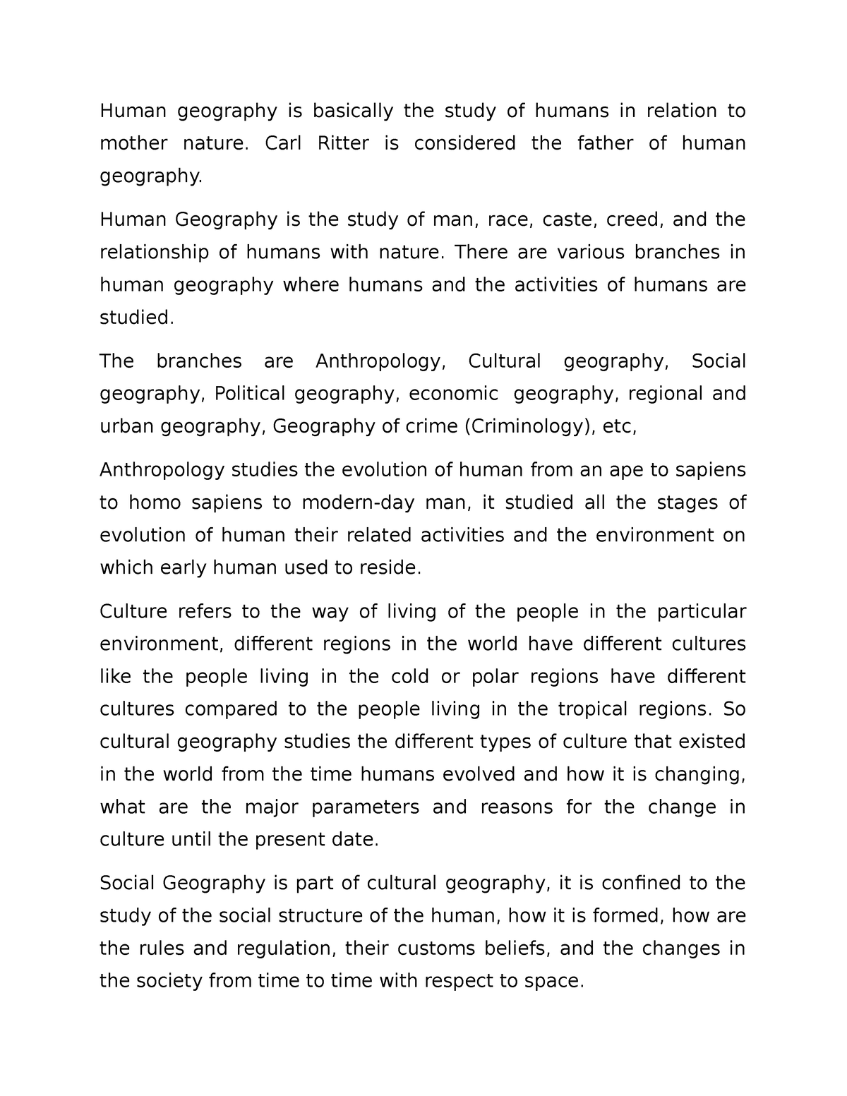 good human geography dissertation ideas