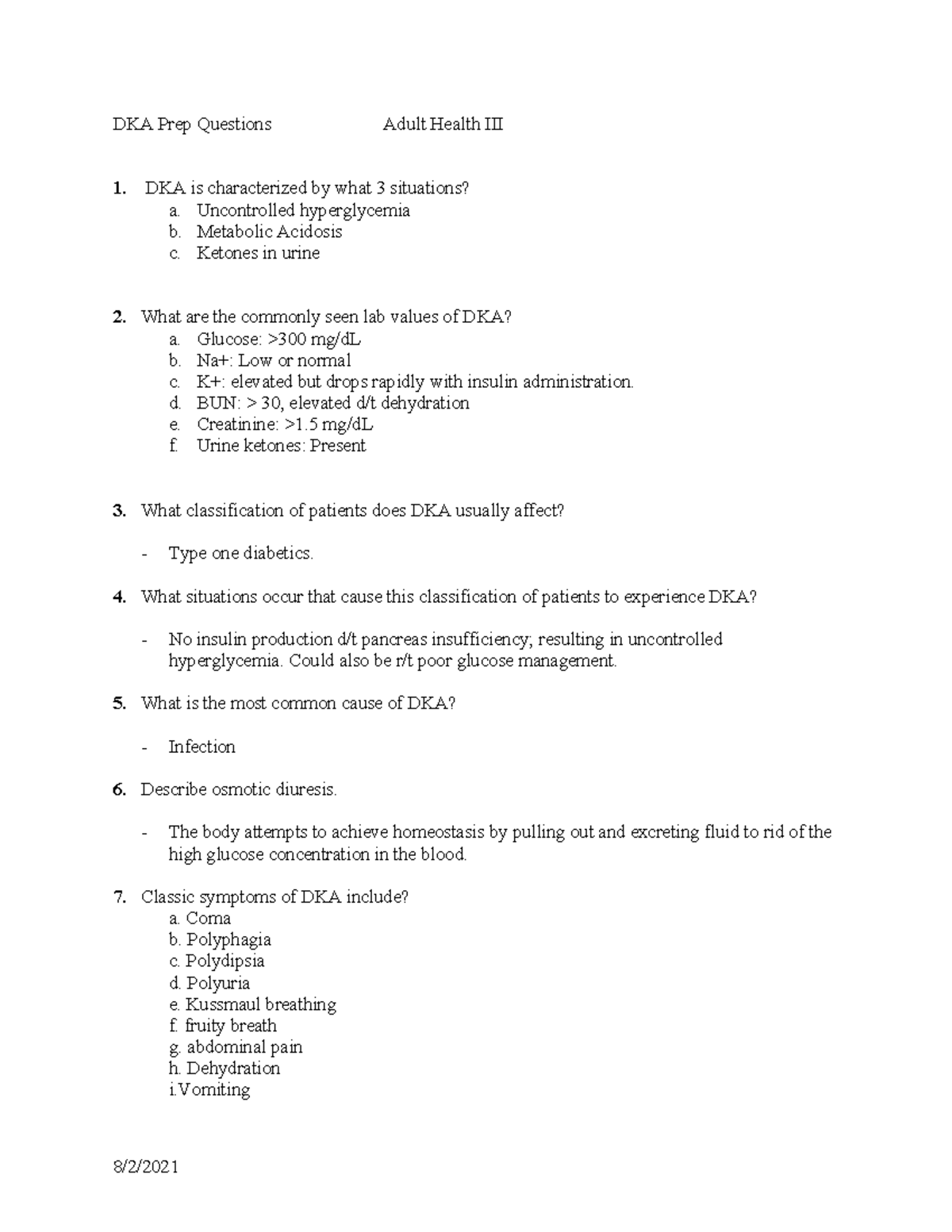 DKA Simulation Prep Questions-1 - 8/2/ DKA Prep Questions Adult Health ...