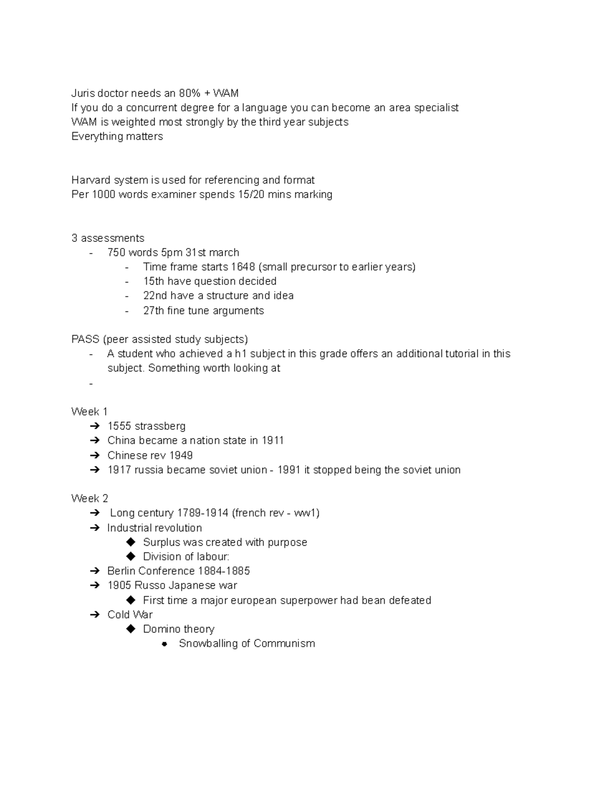 INTS10001 Tutorials - International politics tutorial notes - Juris ...