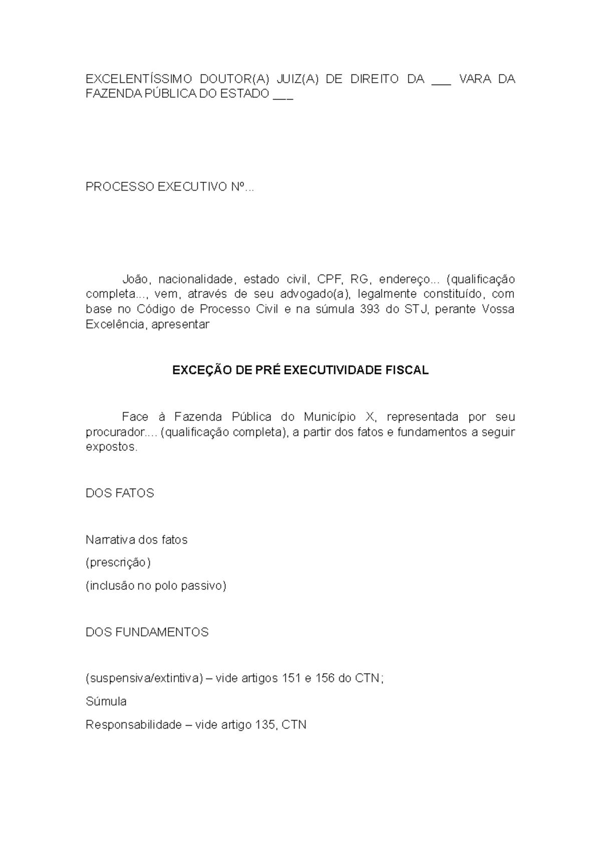 Impugnação A Exceção De Pré-executividade - RETOEDU